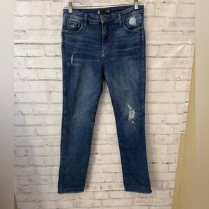 Kut From The Kloth Sz 10 High Rise Chrissie Fab Ab Straight Leg Distressed Jeans